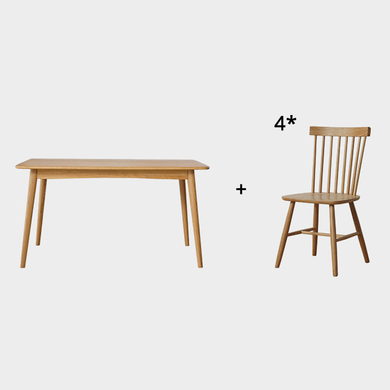 Rectangle Contemporary Solid Wood Dining Room Set with 4 Legs Table Dining Table Sets with 4 Chairs Clearhalo 'Dining Room Sets' 'Dining Tables & Seating' 'dining_room_set' 'Furniture' 'furniture_dining_room_set' 'Kitchen & Dining Furniture' 'kitchen&dining_furn' 'kitchen' 3348057