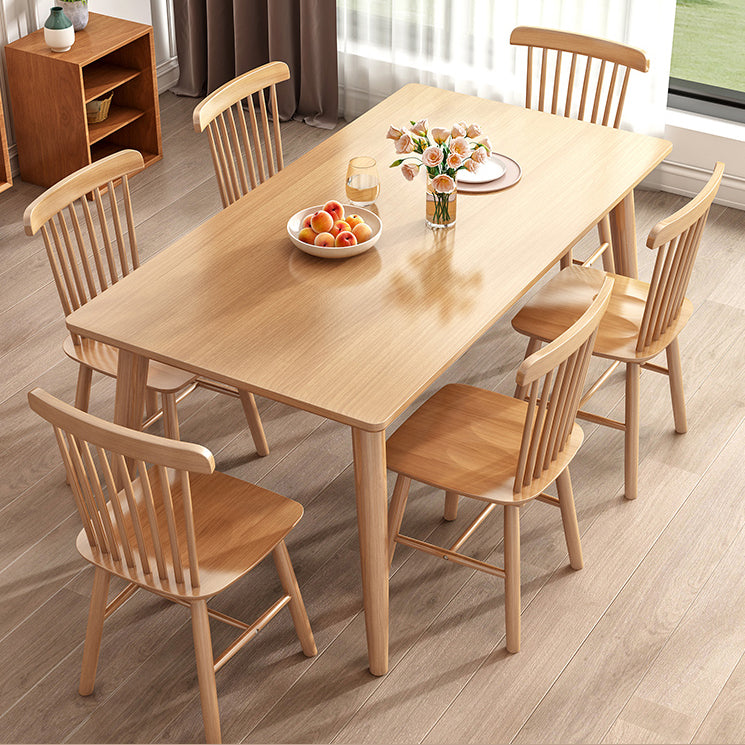 Modern Style Solid Wood Top Dining Table Sets with 4 Legs Base Dining Furniture for Home Use with 6 Chairs Clearhalo 'Dining Room Sets' 'Dining Tables & Seating' 'dining_room_set' 'Furniture' 'furniture_dining_room_set' 'Kitchen & Dining Furniture' 'kitchen&dining_furn' 'kitchen' 3350403