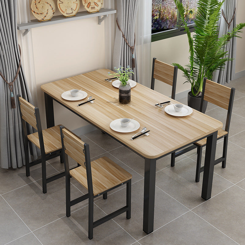 Modern Style Table with Rectangle Shape Standard Height Table and 4 Legs Base for Home Use Wood with 4 Chairs Clearhalo 'Dining Room Sets' 'Dining Tables & Seating' 'dining_room_set' 'Furniture' 'furniture_dining_room_set' 'Kitchen & Dining Furniture' 'kitchen&dining_furn' 'kitchen' 3350455