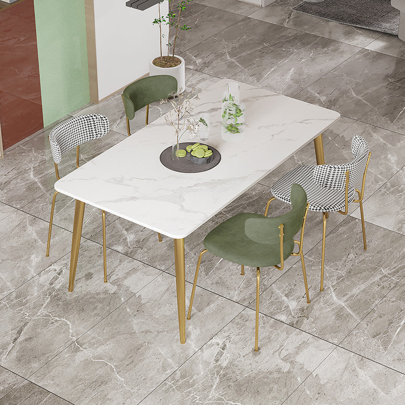 Scandinavian Sintered Stone Dining Table Set with Rectangle Table and Gold Legs Home Dining Set with 4 Chairs Clearhalo 'Dining Room Sets' 'Dining Tables & Seating' 'dining_room_set' 'furn' 'furn_dining_room_set' 'Furniture' 'furniture_dining_room_set' 'Kitchen & Dining Furniture' 'kitchen&dining_furn' 'kitchen' 3361390