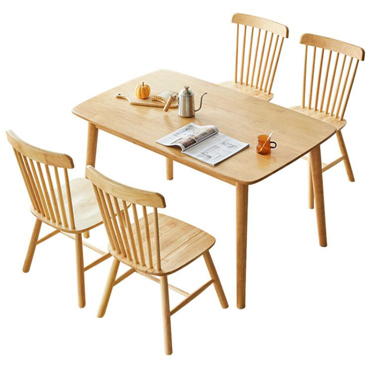 Fixed Minimalist Style Solid Wood Top Kitchen Table Set of Light Brown for Dining Room with 4 Chairs Clearhalo 'Dining Room Sets' 'Dining Tables & Seating' 'dining_room_set' 'furn' 'furn_dining_room_set' 'Furniture' 'furniture_dining_room_set' 'Kitchen & Dining Furniture' 'kitchen&dining_furn' 'kitchen' 3361939
