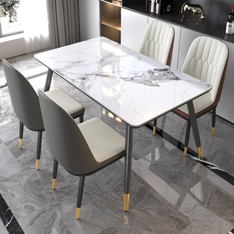 Contemporary Fixed Dining Room Table Set with 4 Legs Base Kitchen Dining Furniture with 4 Chairs Clearhalo 'Dining Room Sets' 'Dining Tables & Seating' 'dining_room_set' 'furn' 'furn_dining_room_set' 'Furniture' 'furniture_dining_room_set' 'Kitchen & Dining Furniture' 'kitchen&dining_furn' 'kitchen' 3369312