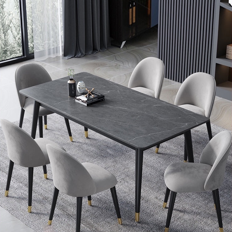 Contemporary Sintered Stone Top Dining Room Set with Rectangle Shape Dining Set for Kitchen 70.9"L x 35.4"W x 29.5"H with 6 Chairs Clearhalo 'Dining Room Sets' 'Dining Tables & Seating' 'dining_room_set' 'furn' 'furn_dining_room_set' 'Furniture' 'furniture_dining_room_set' 'Kitchen & Dining Furniture' 'kitchen&dining_furn' 'kitchen' 3369395
