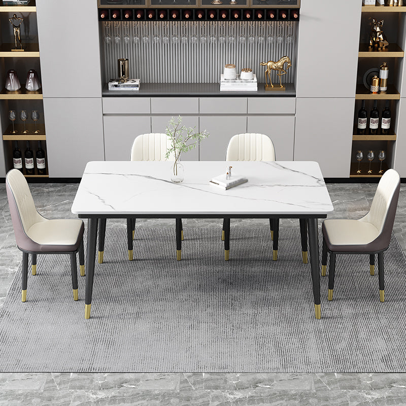 Kitchen Modern Sintered Stone Top Dining Room Furniture Set with 4 Legs Base Dining Set with 4 Chairs Clearhalo 'Dining Room Sets' 'Dining Tables & Seating' 'dining_room_set' 'furn' 'furn_dining_room_set' 'Furniture' 'furniture_dining_room_set' 'Kitchen & Dining Furniture' 'kitchen&dining_furn' 'kitchen' 3369505