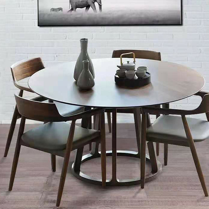 Round Standard Solid Wood Top Dining Set with Solid Brown Wood Legs for Dining Furniture Clearhalo 'Dining Room Sets' 'Dining Tables & Seating' 'dining_room_set' 'furn' 'furn_dining_room_set' 'Furniture' 'furniture_dining_room_set' 'Kitchen & Dining Furniture' 'kitchen&dining_furn' 'kitchen' 3376174
