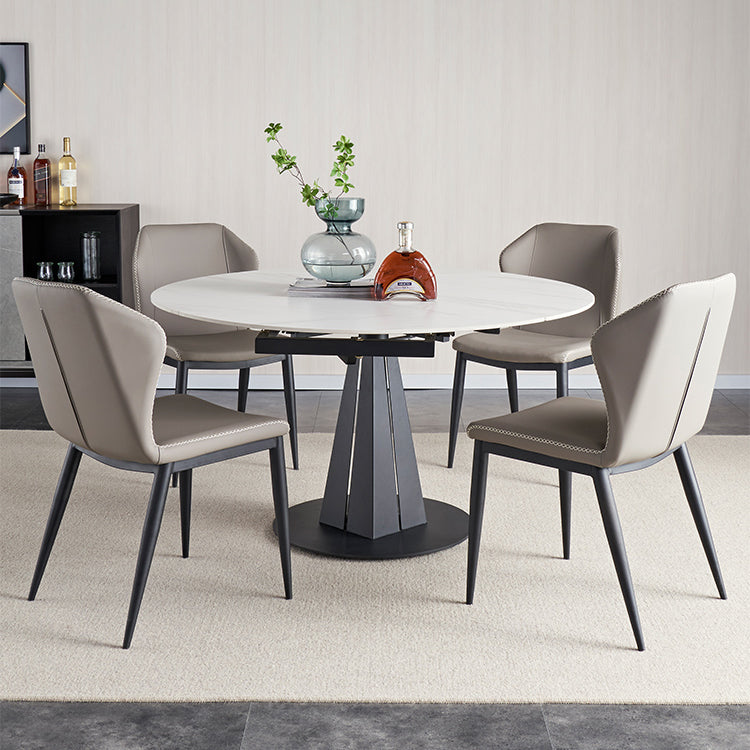 Modern Style Sintered Stone White Dining Room Set with Round Table Dining Table Furniture Clearhalo 'Dining Room Sets' 'Dining Tables & Seating' 'dining_room_set' 'furn' 'furn_dining_room_set' 'Furniture' 'furniture_dining_room_set' 'Kitchen & Dining Furniture' 'kitchen&dining_furn' 'kitchen' 3384912
