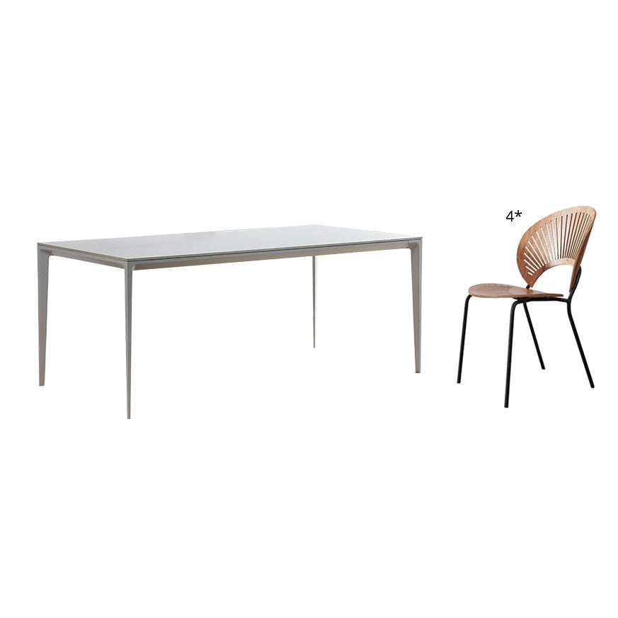 Contemporary Sintered Stone Standard Dining Set Rectangle Kitchen Dining Set in White with 4 Chairs Clearhalo 'Dining Room Sets' 'Dining Tables & Seating' 'dining_room_set' 'furn' 'furn_dining_room_set' 'Furniture' 'furniture_dining_room_set' 'Kitchen & Dining Furniture' 'kitchen&dining_furn' 'kitchen' 3401722