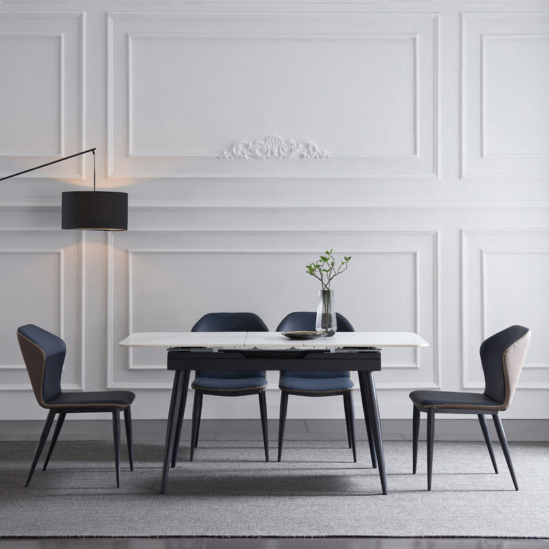 Rectangle Contemporary Sintered Stone Dining Room Set with Removable Leaf Dining Furniture Set with 4 Chairs Clearhalo 'Dining Room Sets' 'Dining Tables & Seating' 'dining_room_set' 'furn' 'furn_dining_room_set' 'Furniture' 'furniture_dining_room_set' 'Kitchen & Dining Furniture' 'kitchen&dining_furn' 'kitchen' 3407084