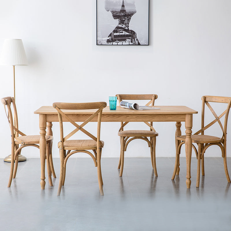 Traditional Solid Wood Dining Room Set with Rectangle Top and 4 Legs Base Dining Furniture with 4 Chairs Clearhalo 'Dining Room Sets' 'Dining Tables & Seating' 'dining_room_set' 'furn' 'furn_dining_room_set' 'Furniture' 'furniture_dining_room_set' 'Kitchen & Dining Furniture' 'kitchen&dining_furn' 'kitchen' 3407315