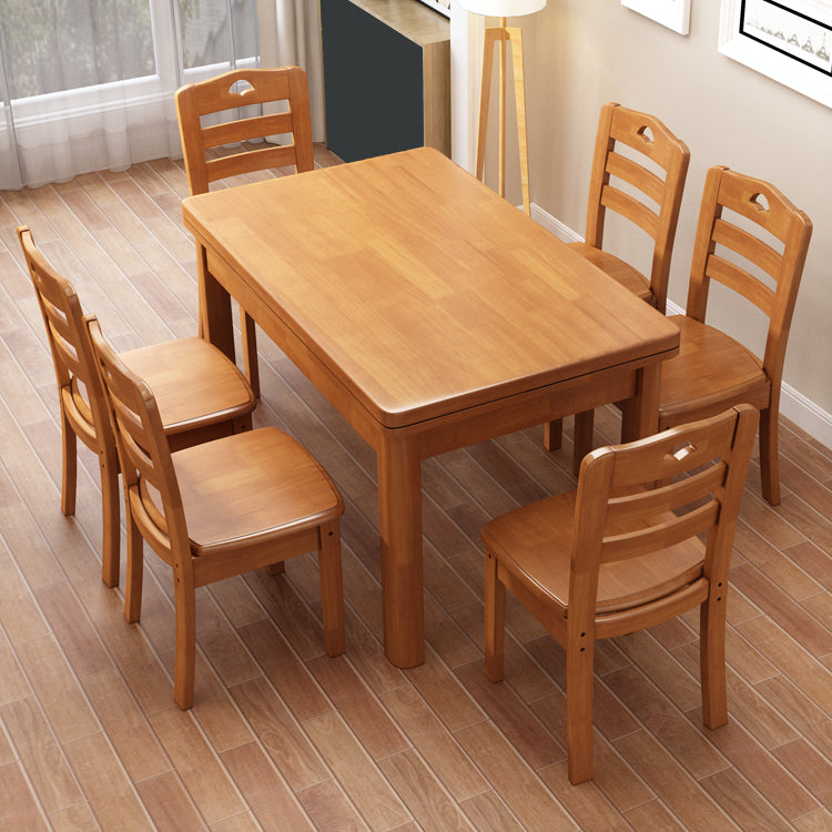 Contemporary Dining Table Sets with Solid Wood Dining Table and Chairs 7 Piece Set Clearhalo 'Dining Room Sets' 'Dining Tables & Seating' 'dining_room_set' 'furn' 'furn_dining_room_set' 'Furniture' 'furniture_dining_room_set' 'Kitchen & Dining Furniture' 'kitchen&dining_furn' 'kitchen' 3413813