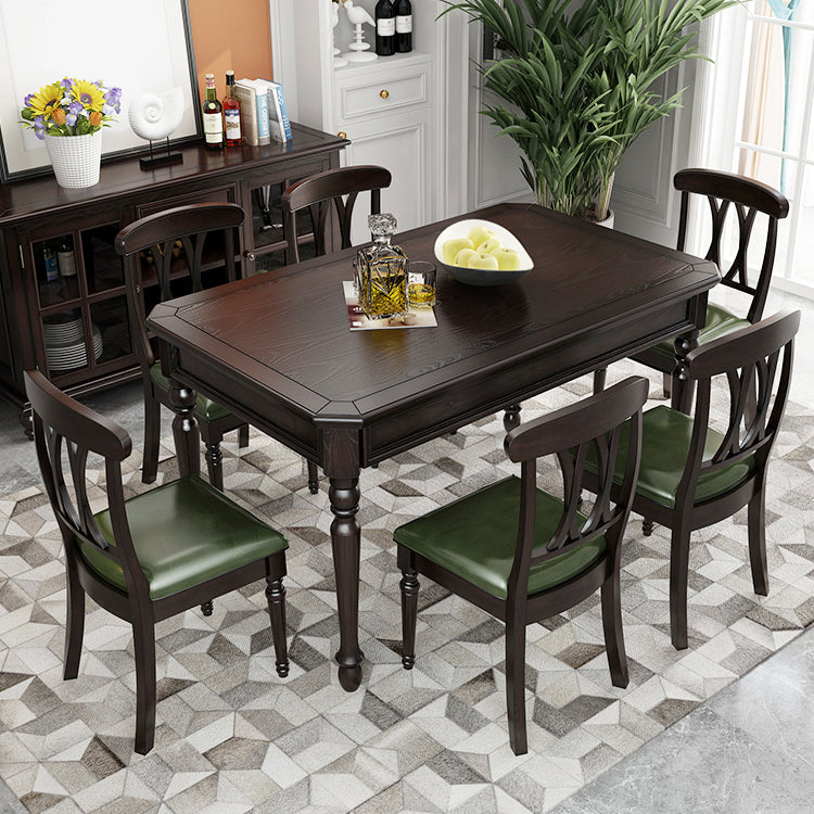 Traditional Wooden Dining Set with Rectangle Top and 4 Legs Base Dining Room Set with 6 Chairs Clearhalo 'Dining Room Sets' 'Dining Tables & Seating' 'dining_room_set' 'furn' 'furn_dining_room_set' 'Furniture' 'furniture_dining_room_set' 'Kitchen & Dining Furniture' 'kitchen&dining_furn' 'kitchen' 3414065