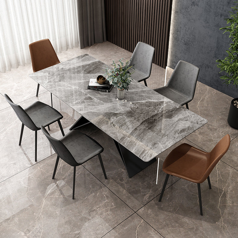 Modern Style Dining Room Sets with Sintered Stone Dining Table and Chairs 7 Piece Set Clearhalo 'Dining Room Sets' 'Dining Tables & Seating' 'dining_room_set' 'furn' 'furn_dining_room_set' 'Furniture' 'furniture_dining_room_set' 'Kitchen & Dining Furniture' 'kitchen&dining_furn' 'kitchen' 3447052