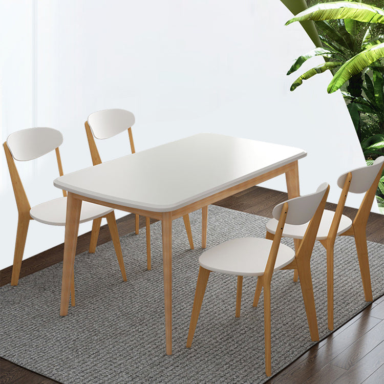 Minimalist White Rectangle Shape Dining Set Solid Wood Standard Dining Set with 4 Legs Base Clearhalo 'Dining Room Sets' 'Dining Tables & Seating' 'dining_room_set' 'furn' 'furn_dining_room_set' 'Furniture' 'furniture_dining_room_set' 'Kitchen & Dining Furniture' 'kitchen&dining_furn' 'kitchen' 3447366