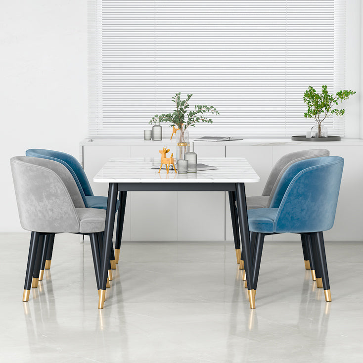 Glam in stile Sinterizzato Sinterato Pranzo bianco † Room¬ † Set con rettangolo tavolo da pranzo mobili da tavolo