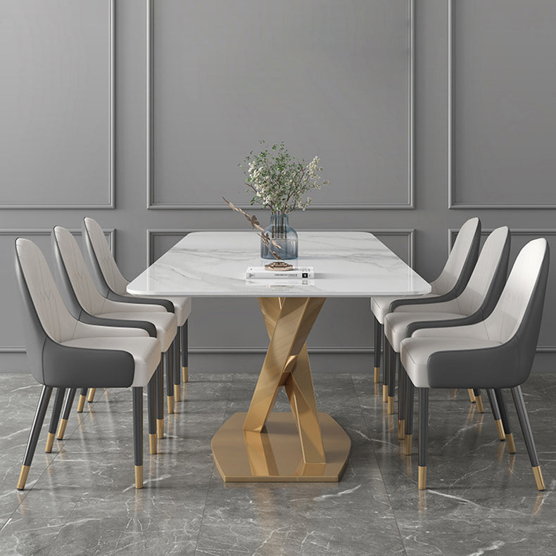 Modern Sintered Stone Dining Room Set with Rectangle Table and Gold LegsDining Table Furniture Clearhalo 'Dining Room Sets' 'Dining Tables & Seating' 'dining_room_set' 'furn' 'furn_dining_room_set' 'Furniture' 'furniture_dining_room_set' 'Kitchen & Dining Furniture' 'kitchen&dining_furn' 'kitchen' 3447724
