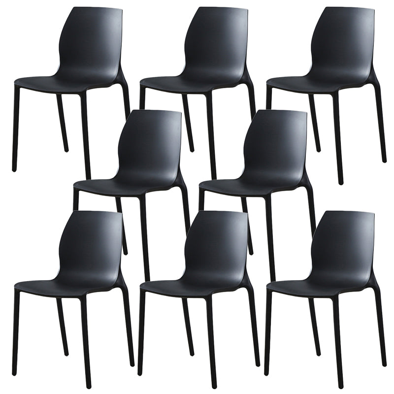Plastic Contemporary Dining Room Chair Solid Back Home Stackable Side Chair Black Set of 8 Clearhalo ' kitchen&dining_furn' 'Dining Chairs' 'Dining Tables & Seating' 'dining_chair' 'Furniture' 'furniture_dining_chair' 'Kitchen & Dining Furniture' 'kitchen' 3452878