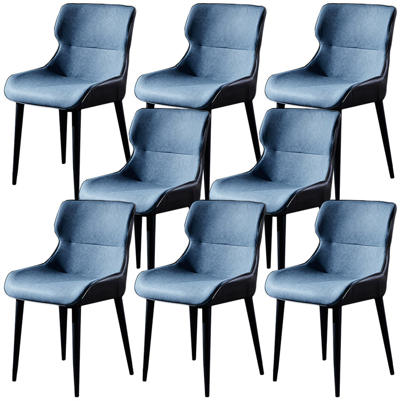 Modern Leather Dining Side Chair Indoor Wingback Chair with Black Legs Blue Set of 8 Clearhalo ' kitchen&dining_furn' 'Dining Chairs' 'Dining Tables & Seating' 'dining_chair' 'Furniture' 'furniture_dining_chair' 'Kitchen & Dining Furniture' 'kitchen' 3453238