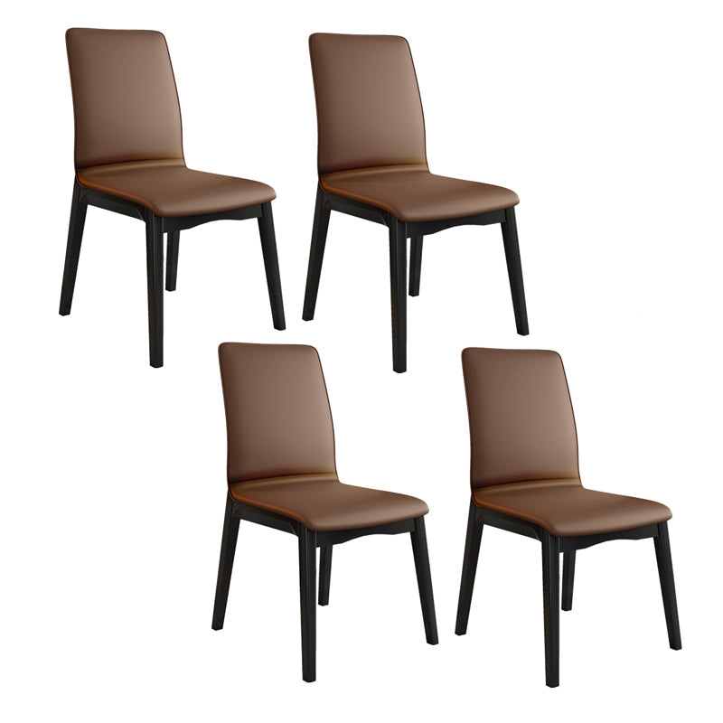 Modern Kitchen Leather Square Dining Chairs Parsons Chair with Wood Legs Coffee Black Set of 4 Clearhalo ' kitchen&dining_furn' 'Dining Chairs' 'Dining Tables & Seating' 'dining_chair' 'Furniture' 'furniture_dining_chair' 'Kitchen & Dining Furniture' 'kitchen' 3454068
