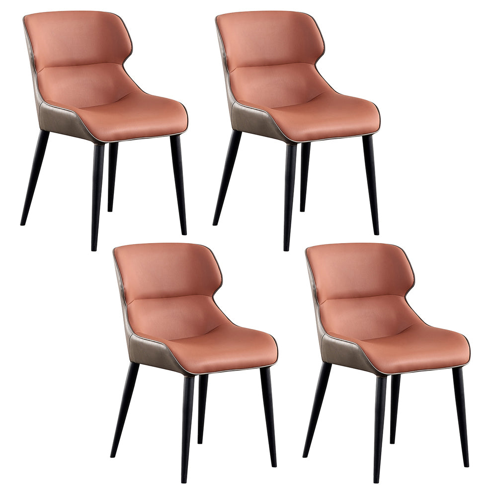 Contemporary Metal Armless Dining Chairs Wingback Side Chair for Home Use Orange Set of 4 Clearhalo ' kitchen&dining_furn' 'Dining Chairs' 'Dining Tables & Seating' 'dining_chair' 'Furniture' 'furniture_dining_chair' 'Kitchen & Dining Furniture' 'kitchen' 3455085