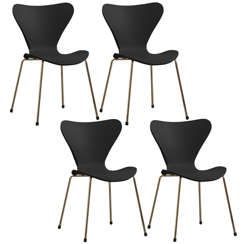 Glam Style Metal Side Chair Solid Back Matte Finish Home Use Dining Chair Black Brass Gold Set of 4 Clearhalo ' kitchen&dining_furn' 'Dining Chairs' 'Dining Tables & Seating' 'dining_chair' 'Furniture' 'furniture_dining_chair' 'Kitchen & Dining Furniture' 'kitchen' 3455365
