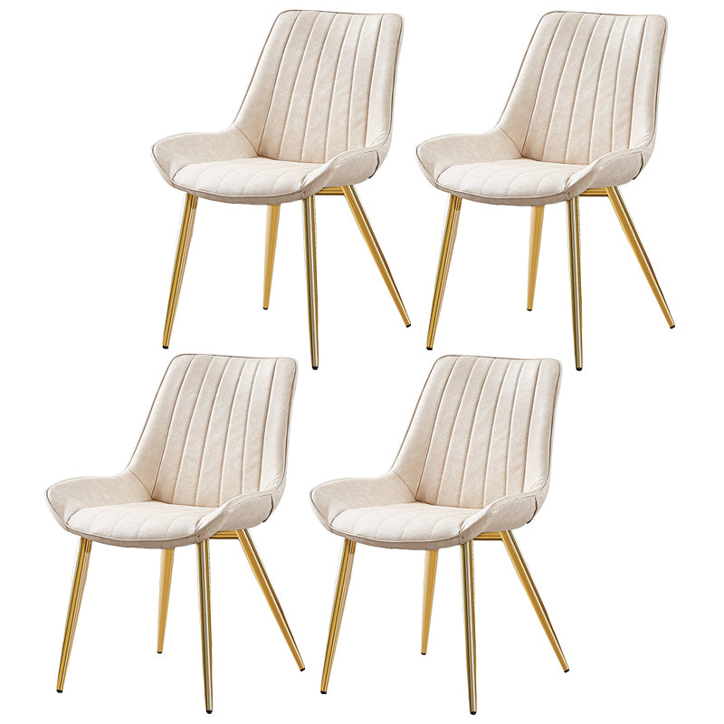 Glam Style Dining Room Chair Wingback Parsons Chair with 4 Metal Legs for Home Use White Brass Gold Set of 4 Clearhalo ' kitchen&dining_furn' 'Dining Chairs' 'Dining Tables & Seating' 'dining_chair' 'Furniture' 'furniture_dining_chair' 'Kitchen & Dining Furniture' 'kitchen' 3455470