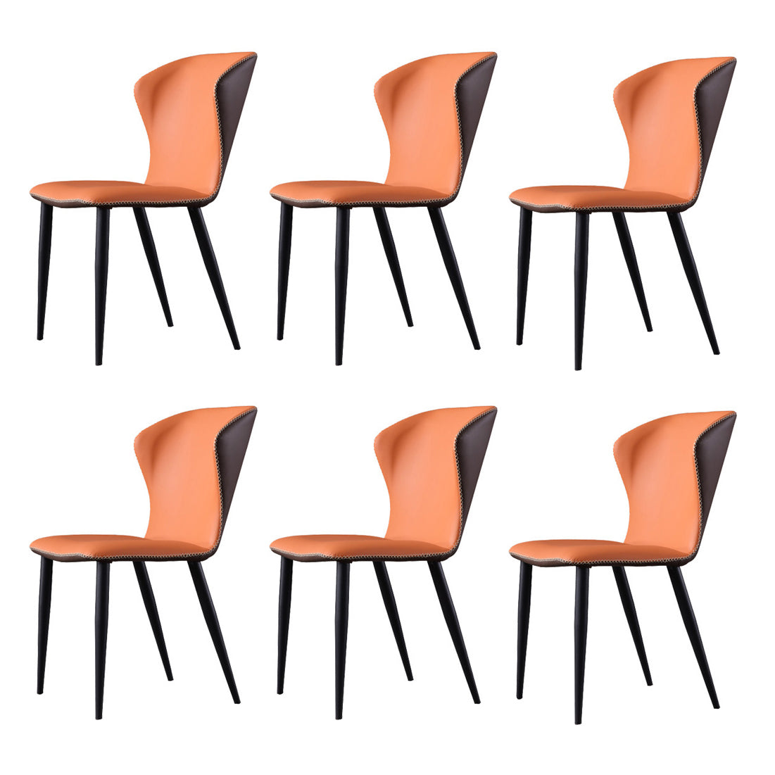 Modern Style Upholstered Side Chair Wingback Parsons Chair for Home Use Orange Set of 6 Clearhalo ' kitchen&dining_furn' 'Dining Chairs' 'Dining Tables & Seating' 'dining_chair' 'Furniture' 'furniture_dining_chair' 'Kitchen & Dining Furniture' 'kitchen' 3466701