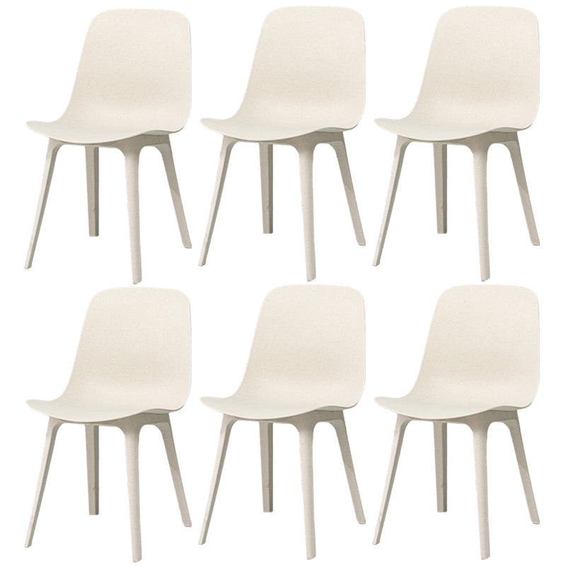 Contemporary Style Plastic Dining Side Chair Dining Room Armless Chair Off-White Set of 6 Clearhalo ' kitchen&dining_furn' 'Dining Chairs' 'Dining Tables & Seating' 'dining_chair' 'Furniture' 'furniture_dining_chair' 'Kitchen & Dining Furniture' 'kitchen' 3466893