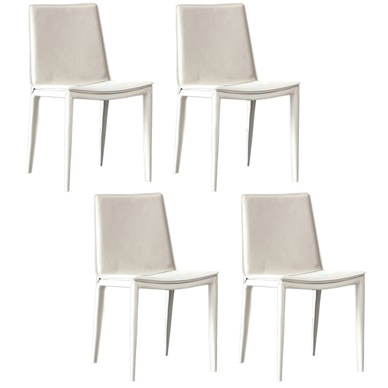 Modern Kitchen PU Leather Dining Side Chair Solid Back Dining Side Chair Cream Set of 4 Clearhalo ' kitchen&dining_furn' 'Dining Chairs' 'Dining Tables & Seating' 'dining_chair' 'Furniture' 'furniture_dining_chair' 'Kitchen & Dining Furniture' 'kitchen' 3467049