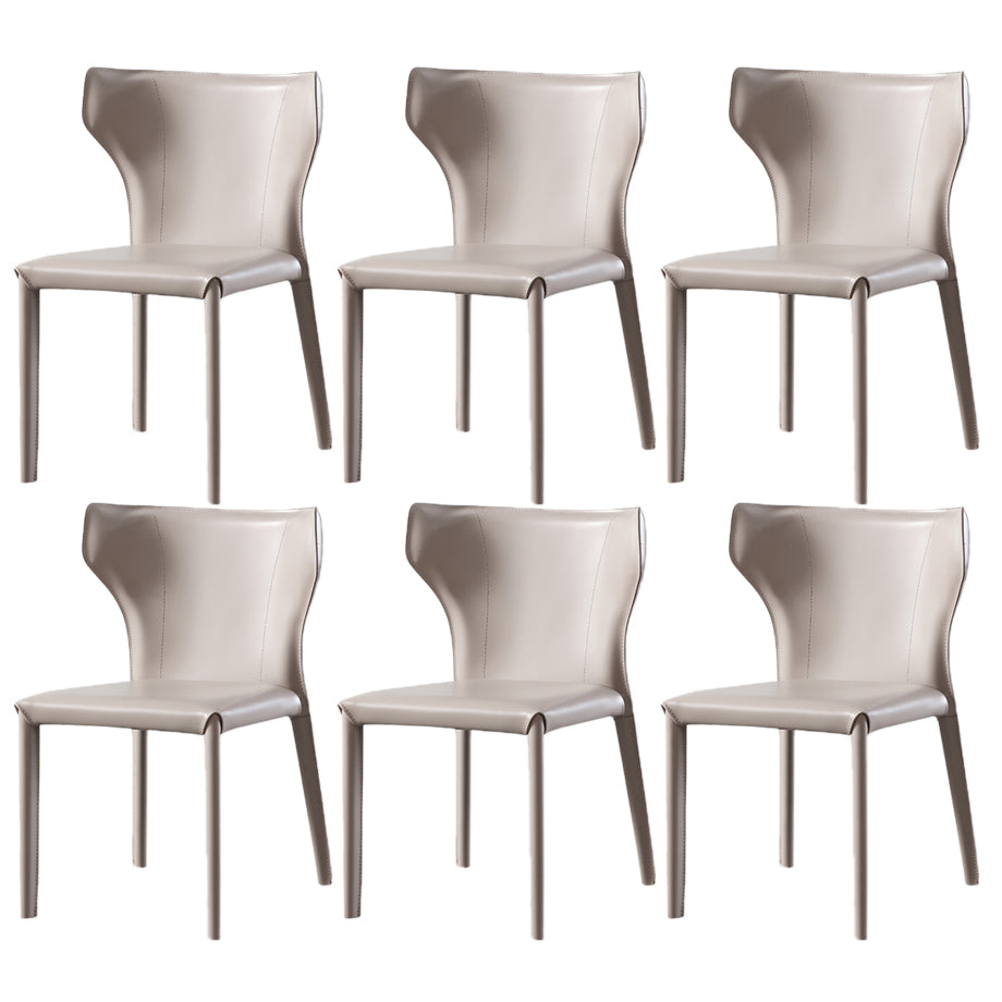 Modern Contemporary Leather Dining Chair Pure Color Wingback Side Chair Khaki Set of 6 Clearhalo ' kitchen&dining_furn' 'Dining Chairs' 'Dining Tables & Seating' 'dining_chair' 'Furniture' 'furniture_dining_chair' 'Kitchen & Dining Furniture' 'kitchen' 3467321