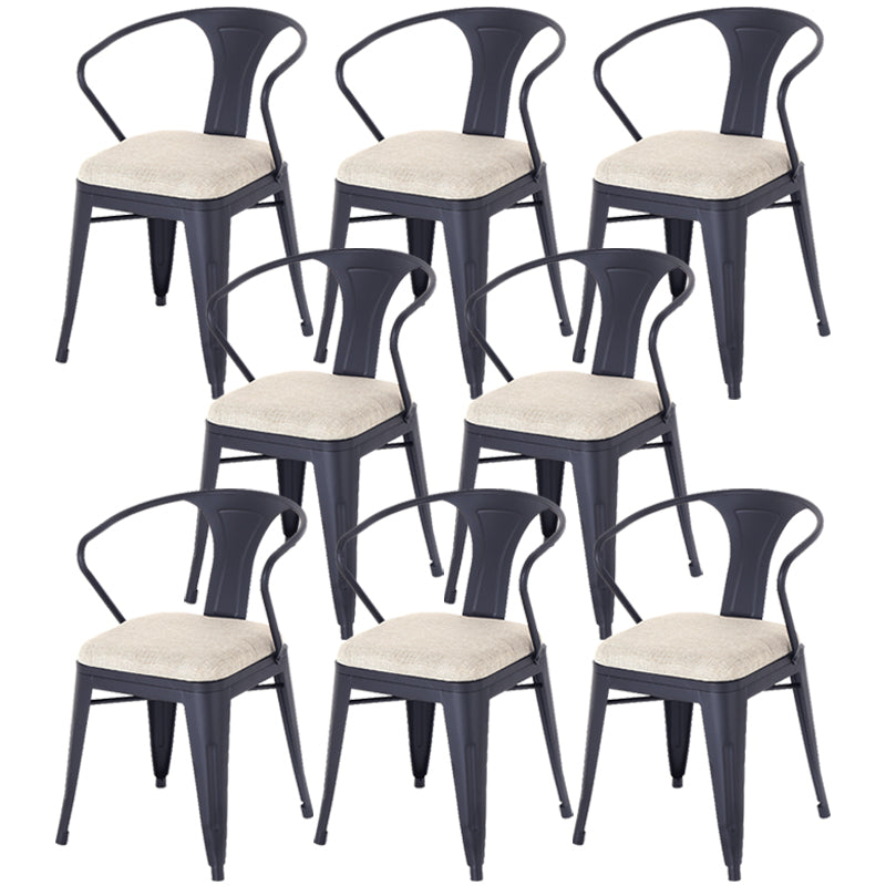 Industrial Dining Chair Slat Back Side Chair with Metal Legs for Home Use White Set of 8 Clearhalo ' kitchen&dining_furn' 'Dining Chairs' 'Dining Tables & Seating' 'dining_chair' 'Furniture' 'furniture_dining_chair' 'Kitchen & Dining Furniture' 'kitchen' 3467624