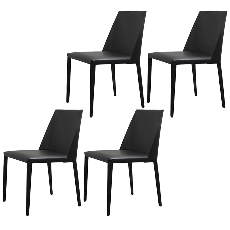 Modern Dining Chair 18'' Wide Solid Back Chair with 4 Legs for Home Use Black 4 Piece Set Clearhalo ' kitchen&dining_furn' 'Dining Chairs' 'Dining Tables & Seating' 'dining_chair' 'furn' 'furn_dining_chair' 'Furniture' 'furniture_dining_chair' 'Kitchen & Dining Furniture' 'kitchen' 3467947