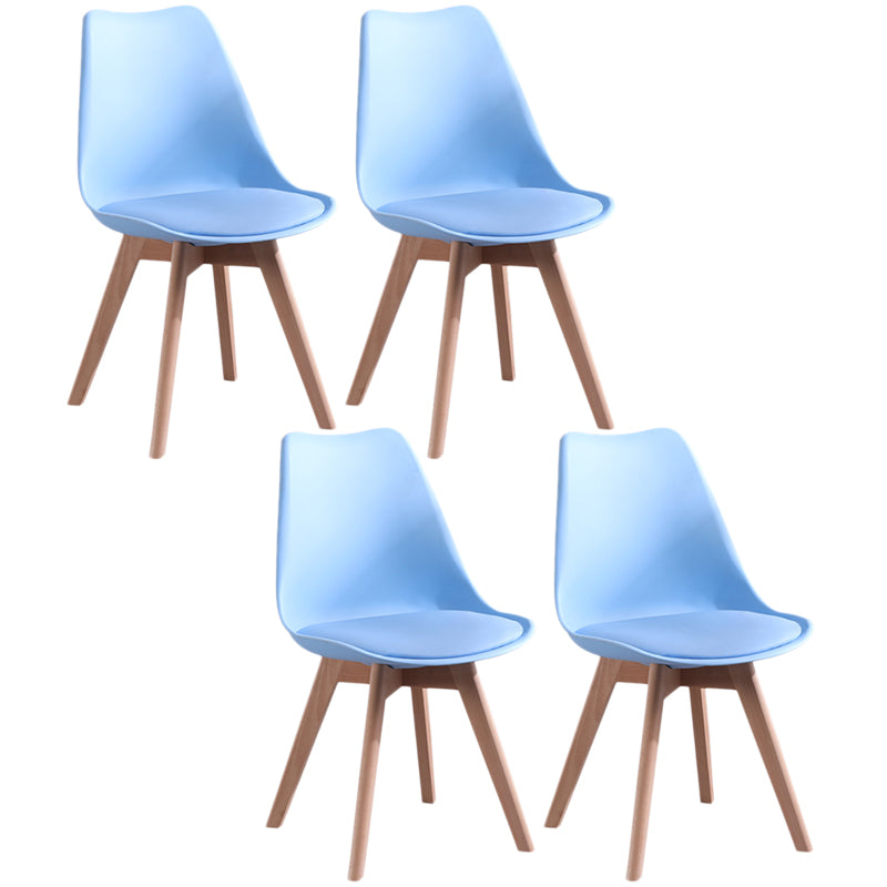 Scandinavian Style Wood Side Chair Set Dining Room Side Chair with Natural Leg Blue Set of 4 Clearhalo ' kitchen&dining_furn' 'Dining Chairs' 'Dining Tables & Seating' 'dining_chair' 'Furniture' 'furniture_dining_chair' 'Kitchen & Dining Furniture' 'kitchen' 3468334