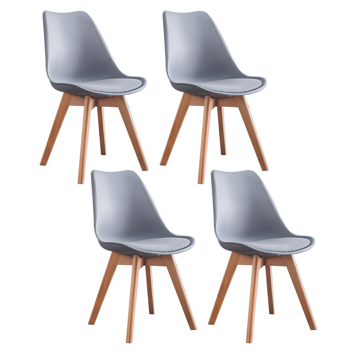 Nordic Glam Style Leather Dining Chair Armless Chair with Wooden Legs for Kitchen Grey Set of 4 Clearhalo ' kitchen&dining_furn' 'Dining Chairs' 'Dining Tables & Seating' 'dining_chair' 'Furniture' 'furniture_dining_chair' 'Kitchen & Dining Furniture' 'kitchen' 3468904