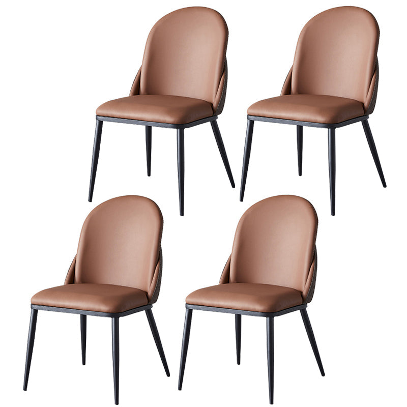 Nordic Style Kitchen Leather Dining Chair Armless Dining Chairs with Metal Legs Dark Brown 4 Piece Set Clearhalo ' kitchen&dining_furn' 'Dining Chairs' 'Dining Tables & Seating' 'dining_chair' 'furn' 'furn_dining_chair' 'Furniture' 'furniture_dining_chair' 'Kitchen & Dining Furniture' 'kitchen' 3468994