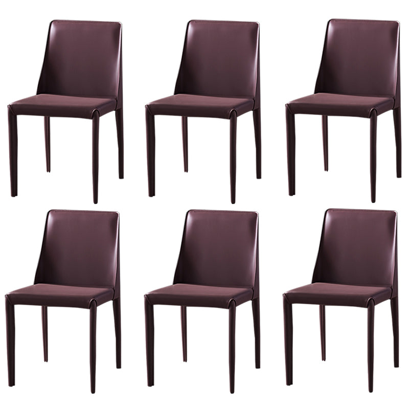 Modern Dining Room Armless Dining Chairs Multicolor Leather Side Chair Purple 6 Piece Set Clearhalo ' kitchen&dining_furn' 'Dining Chairs' 'Dining Tables & Seating' 'dining_chair' 'furn' 'furn_dining_chair' 'Furniture' 'furniture_dining_chair' 'Kitchen & Dining Furniture' 'kitchen' 3469041