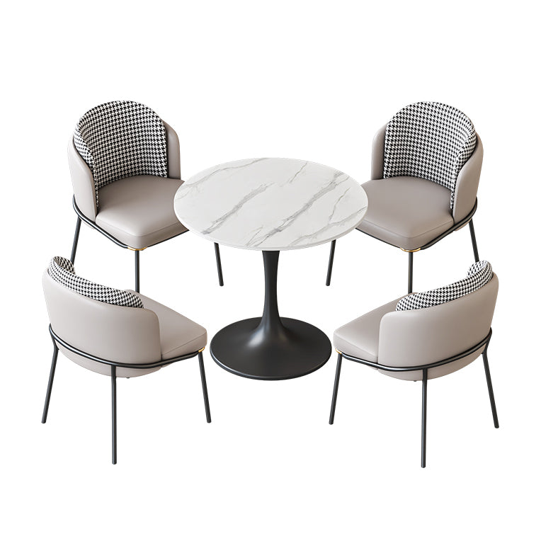 Modern Sintered Stone Dinette Set with Round Shape Table Dining Room Furniture for Dining Room 5 Piece Set Clearhalo 'Dining Room Sets' 'Dining Tables & Seating' 'dining_room_set' 'furn' 'furn_dining_room_set' 'Furniture' 'furniture_dining_room_set' 'Kitchen & Dining Furniture' 'kitchen&dining_furn' 'kitchen' 3473451