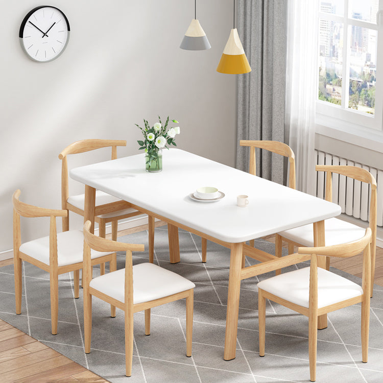 Standard Wooden Dining Room Set with Light Brown Wood Legs for Dining Furniture 55.1"L x 31.5"W x 29.5"H 7 Piece Set Clearhalo 'Dining Room Sets' 'Dining Tables & Seating' 'dining_room_set' 'furn' 'furn_dining_room_set' 'Furniture' 'furniture_dining_room_set' 'Kitchen & Dining Furniture' 'kitchen&dining_furn' 'kitchen' 3473469