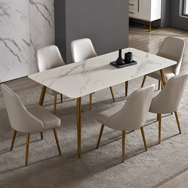 Modern Style Sintered Stone Dining Table with White Fixed Table for Home Use 7 Piece Set Clearhalo 'Dining Room Sets' 'Dining Tables & Seating' 'dining_room_set' 'furn' 'furn_dining_room_set' 'Furniture' 'furniture_dining_room_set' 'Kitchen & Dining Furniture' 'kitchen&dining_furn' 'kitchen' 3473899