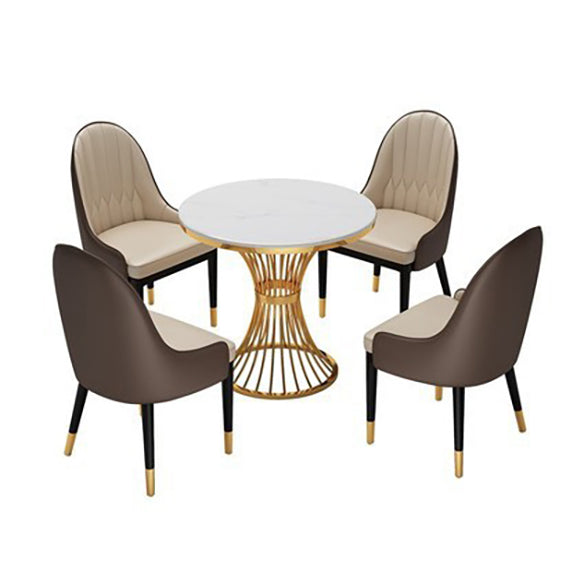 Scandinavian Sintered Stone Dining Room Set Standard Height with Gold Base Dining Furniture 5 Piece Set Clearhalo 'Dining Room Sets' 'Dining Tables & Seating' 'dining_room_set' 'furn' 'furn_dining_room_set' 'Furniture' 'furniture_dining_room_set' 'Kitchen & Dining Furniture' 'kitchen&dining_furn' 'kitchen' 3473927
