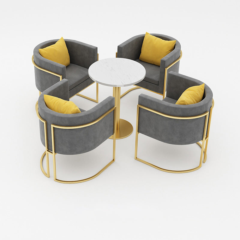 Glam Style Sintered Stone White Dining Room Set with Round Table Formal Dining Table Furniture 5 Piece Set Clearhalo 'Dining Room Sets' 'Dining Tables & Seating' 'dining_room_set' 'furn' 'furn_dining_room_set' 'Furniture' 'furniture_dining_room_set' 'Kitchen & Dining Furniture' 'kitchen&dining_furn' 'kitchen' 3474160