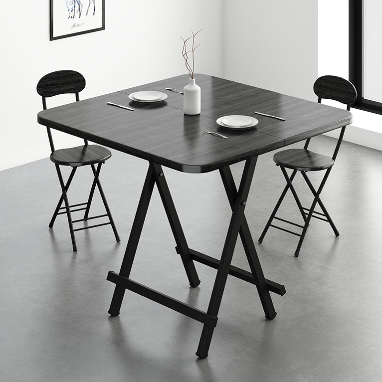 Modern Style Compact Wood Top Dining Set with 4 Black Metallic Legs Base for Dining Furniture 3 Piece Set Clearhalo 'Dining Room Sets' 'Dining Tables & Seating' 'dining_room_set' 'furn' 'furn_dining_room_set' 'Furniture' 'furniture_dining_room_set' 'Kitchen & Dining Furniture' 'kitchen&dining_furn' 'kitchen' 3474277