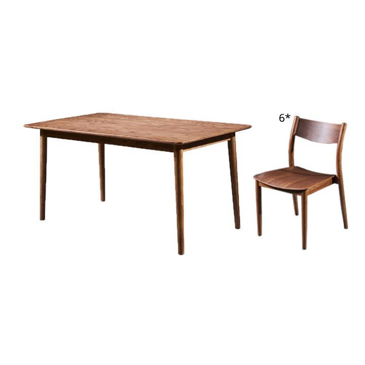 Traditional Style Solid Wood Dining Set with Traditional Height Table and 4 Legs Base for Home Use Brown 7 Piece Set Clearhalo 'Dining Room Sets' 'Dining Tables & Seating' 'dining_room_set' 'furn' 'furn_dining_room_set' 'Furniture' 'furniture_dining_room_set' 'Kitchen & Dining Furniture' 'kitchen&dining_furn' 'kitchen' 3474324