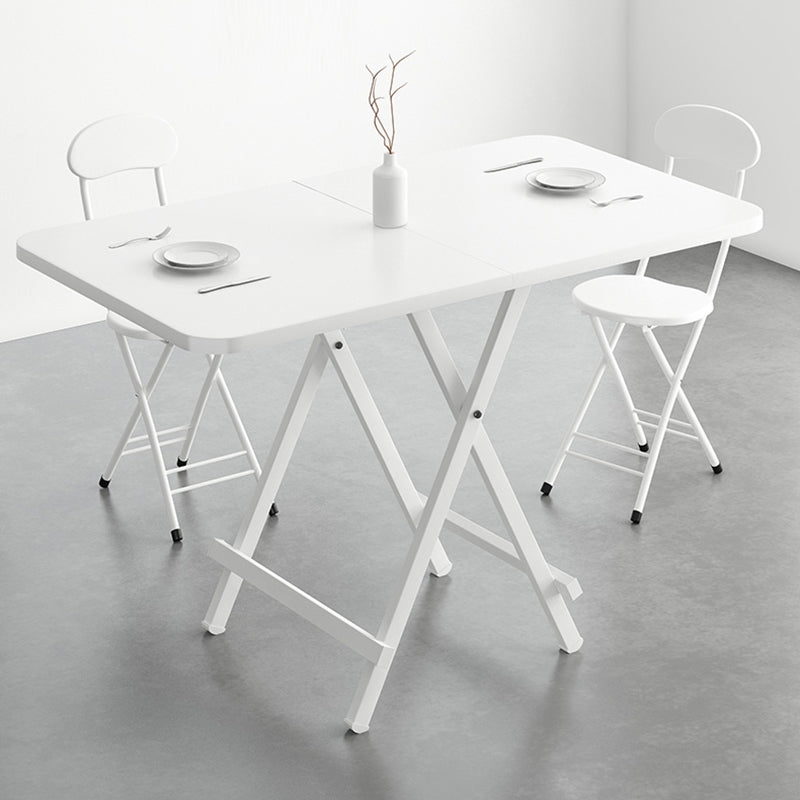 Modern Foldable DiningRoomTableSet with Double Pedestal Base Kitchen Dining Furniture 47.2"L x 23.6"W x 29.5"H 3 Piece Set Clearhalo 'Dining Room Sets' 'Dining Tables & Seating' 'dining_room_set' 'furn' 'furn_dining_room_set' 'Furniture' 'furniture_dining_room_set' 'Kitchen & Dining Furniture' 'kitchen&dining_furn' 'kitchen' 3474511