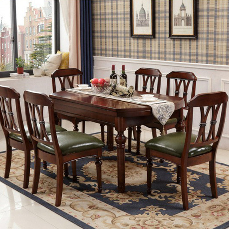 Traditional Solid Wood Dining Room Set with Rectangle Table Dining Table Furniture 7 Piece Set Clearhalo 'Dining Room Sets' 'Dining Tables & Seating' 'dining_room_set' 'furn' 'furn_dining_room_set' 'Furniture' 'furniture_dining_room_set' 'Kitchen & Dining Furniture' 'kitchen&dining_furn' 'kitchen' 3475005