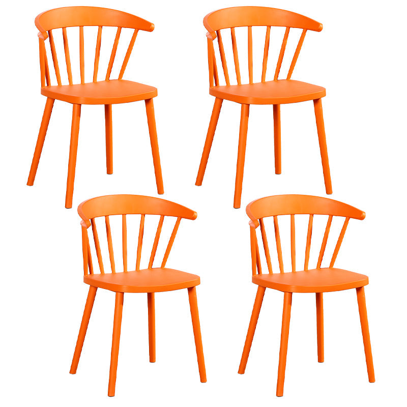 Contemporary Style Windsor Back Side Chair Plastic Dining Chair for Home Orange 4 Piece Set Clearhalo ' kitchen&dining_furn' 'Dining Chairs' 'Dining Tables & Seating' 'dining_chair' 'furn' 'furn_dining_chair' 'Furniture' 'furniture_dining_chair' 'Kitchen & Dining Furniture' 'kitchen' 3482979