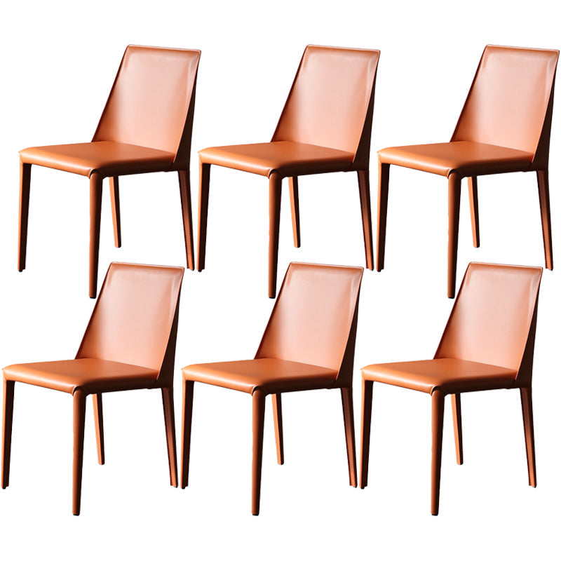 Contemporary Metal Kitchen Dining Side Chair Solid Back Dining Side Chair Orange 6 Piece Set Clearhalo ' kitchen&dining_furn' 'Dining Chairs' 'Dining Tables & Seating' 'dining_chair' 'furn' 'furn_dining_chair' 'Furniture' 'furniture_dining_chair' 'Kitchen & Dining Furniture' 'kitchen' 3483422