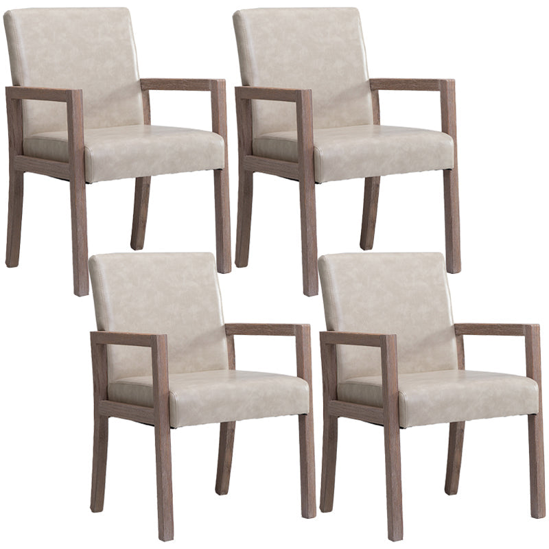 Contemporary Home Arm Chair Parsons Back Upholstered Wood Dining Room Chair Off-White 4 Piece Set Clearhalo ' kitchen&dining_furn' 'Dining Chairs' 'Dining Tables & Seating' 'dining_chair' 'furn' 'furn_dining_chair' 'Furniture' 'furniture_dining_chair' 'Kitchen & Dining Furniture' 'kitchen' 3483622