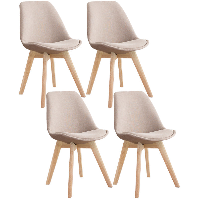 Scandinavian Dining Chair 17'' Wide Solid Back Chair with Wood Legs for Home Use Khaki Cotton and Linen Set of 4 Clearhalo ' kitchen&dining_furn' 'Dining Chairs' 'Dining Tables & Seating' 'dining_chair' 'Furniture' 'furniture_dining_chair' 'Kitchen & Dining Furniture' 'kitchen' 3483688