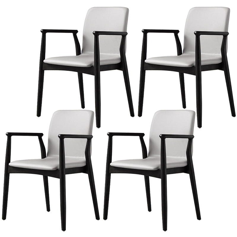 Contemporary Solid Back Kitchen Dining Arm Chair Solid Wood Dining Arm Chair Grey 4 Piece Set Black Clearhalo ' kitchen&dining_furn' 'Dining Chairs' 'Dining Tables & Seating' 'dining_chair' 'furn' 'furn_dining_chair' 'Furniture' 'furniture_dining_chair' 'Kitchen & Dining Furniture' 'kitchen' 3484105