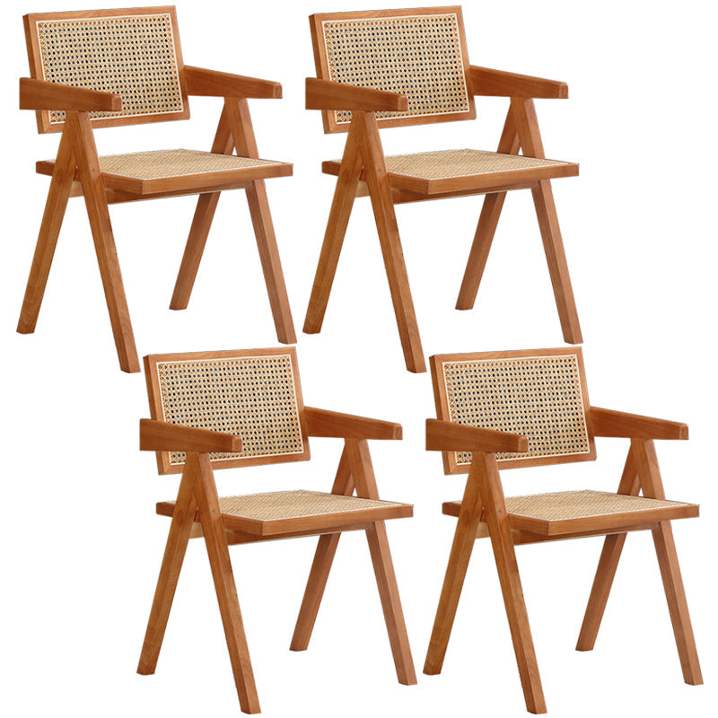 Modern Kitchen Opening Back Dining Arm Chair Solid Wood Dining Arm Chair Light Brown 4 Piece Set Clearhalo ' kitchen&dining_furn' 'Dining Chairs' 'Dining Tables & Seating' 'dining_chair' 'furn' 'furn_dining_chair' 'Furniture' 'furniture_dining_chair' 'Kitchen & Dining Furniture' 'kitchen' 3484246